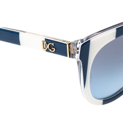 Pre Owned Dolce & Gabbana Blue/White Stripe DG4249 Sunglasses