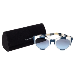 Pre Owned Dolce & Gabbana Blue/White Stripe DG4249 Sunglasses