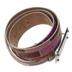 مملوكة مسبقًا Dolce and Gabbana Python Patchwork Logo Plaque Belt 90CM