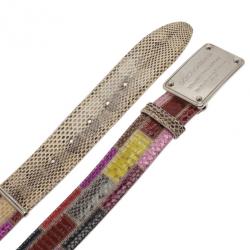 مملوكة مسبقًا Dolce and Gabbana Python Patchwork Logo Plaque Belt 90CM