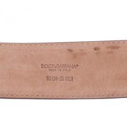 مملوكة مسبقًا Dolce and Gabbana Pink Patent Logo Plaque Belt 90CM