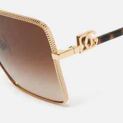 Pre Owned Dolce & Gabbana Gold Tone/ Brown Gradient DG2279 Oversized Sunglasses