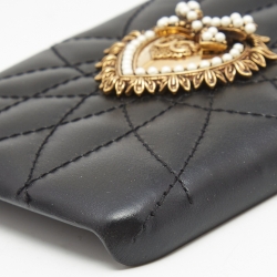 مملوكة مسبقًا Dolce & Gabbana Black Leather Sacred Heart XS Max iPhone Case