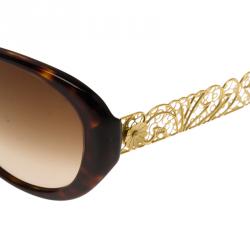 Pre Owned Dolce and Gabbana Havana DG4212 Filigree Cat Eye Sunglasses