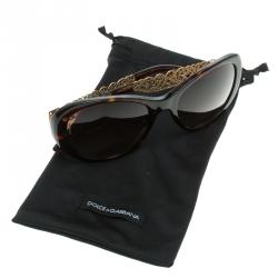 Pre Owned Dolce and Gabbana Havana DG4212 Filigree Cat Eye Sunglasses
