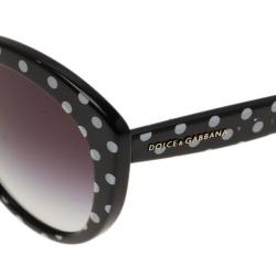Pre Owned Dolce and Gabbana Black Polka Dot Cat Eye Sunglasses