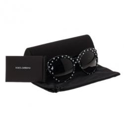 Pre Owned Dolce and Gabbana Black Polka Dot Cat Eye Sunglasses
