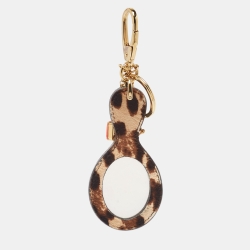 Dolce & Gabbana Brown Leopard Print Calfhair Mirror and Key Bag Charm