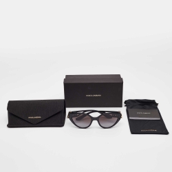 Pre Owned Dolce & Gabbana Black Gradient DG6146 Logo Cat Eye Sunglasses