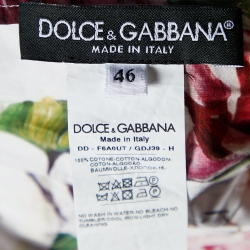 Pre Owned Dolce & Gabbana White Floral Print Cotton Ruffled Dress L
