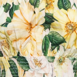 Pre Owned Dolce & Gabbana Yellow Floral Print Cotton Off-The-Shoulder Crop Top S