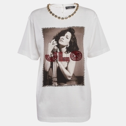 J.Lo Photograph Print Jersey Embellished T-Shirt