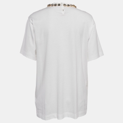 Pre Owned Dolce & Gabbana White J.Lo Photograph Print Jersey Embellished T-Shirt XS