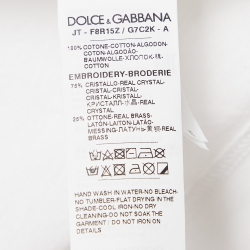 Pre Owned Dolce & Gabbana White J.Lo Photograph Print Jersey Embellished T-Shirt XS