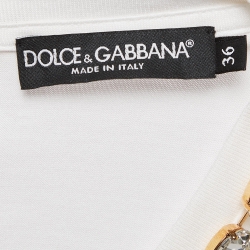 Pre Owned Dolce & Gabbana White J.Lo Photograph Print Jersey Embellished T-Shirt XS