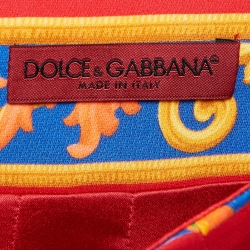 Pre Owned Dolce & Gabbana Red Printed Crepe High Waist Mini Skirt S