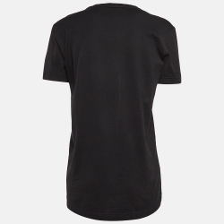 Pre Owned Dolce & Gabbana Black Sequined Cotton T-shirt S