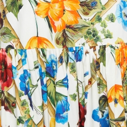 Pre Owned Dolce & Gabbana Multicolor Floral Bamboo Print Tiered Maxi Skirt M