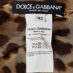 Pre Owned Dolce & Gabbana Brown Animal Print Skirt and Top Set M