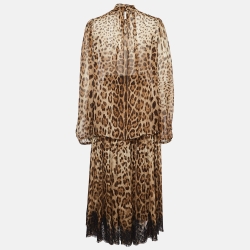 Pre Owned Dolce & Gabbana Brown Animal Print Skirt and Top Set M