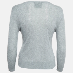 Pre Owned D&G Grey Cotton Knit Tie-Up Cardigan M