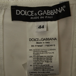 Pre Owned Dolce & Gabbana White Rose Print Poplin Crop Top M