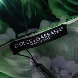 Pre Owned فستان ميدي دولتشي أند غابانا هايدرانجيا حرير مطبوع بلا أكمام S