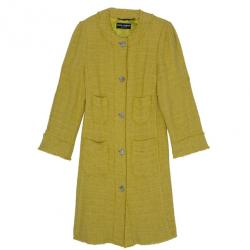 Pre Owned Dolce and Gabbana Yellow Tweed Coat M