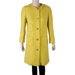 مملوكة مسبقًا Dolce and Gabbana Yellow Tweed Coat M