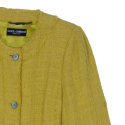 مملوكة مسبقًا Dolce and Gabbana Yellow Tweed Coat M