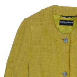مملوكة مسبقًا Dolce and Gabbana Yellow Tweed Coat M