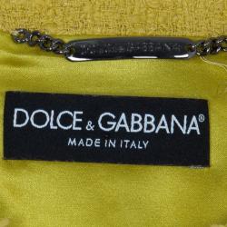 مملوكة مسبقًا Dolce and Gabbana Yellow Tweed Coat M