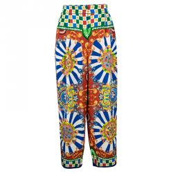 Pre Owned Dolce and Gabbana Multicolor Carretto Printed Silk Culottes M