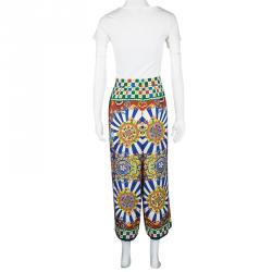 Pre Owned Dolce and Gabbana Multicolor Carretto Printed Silk Culottes M
