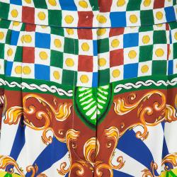 Pre Owned Dolce and Gabbana Multicolor Carretto Printed Silk Culottes M