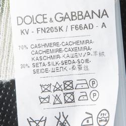 Pre Owned Dolce and Gabbana Cream Lemon Print Cashmere and Silk V Neck Sweater L