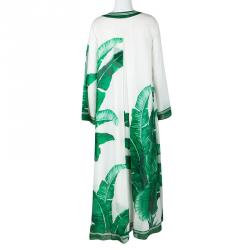 مملوكة مسبقًا Dolce and Gabbana White Banana Leaf Print Kaftan M