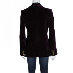 Pre Owned بليزر دولتشي أند غابانا قطيفة بنفسجي بصفين أزرار S