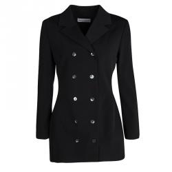 Pre Owned Dolce and Gabbana Black Double Breasted Blazer and Midi Skirt Set M