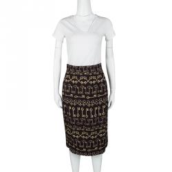 مملوكة مسبقًا تنورة دولتشي أند غابانا خصر مرتفع طباعة مفتاح بنية S