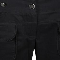 Pre Owned Dolce and Gabbana Black Stretch Cotton Pocket Detail Capri Pants M 