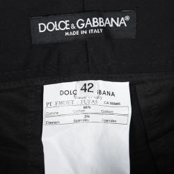 Pre Owned Dolce and Gabbana Black Stretch Cotton Pocket Detail Capri Pants M 