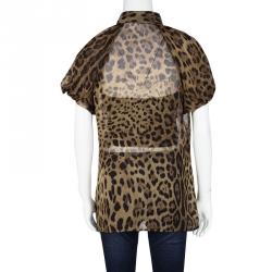 Pre Owned بلوزة دولتشي أند غابانا أكمام قصيرة شيفون طباعة فهد M