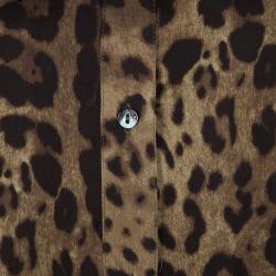 Pre Owned بلوزة دولتشي أند غابانا أكمام قصيرة شيفون طباعة فهد M