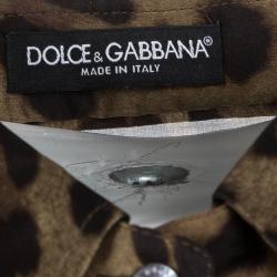 Pre Owned بلوزة دولتشي أند غابانا أكمام قصيرة شيفون طباعة فهد M