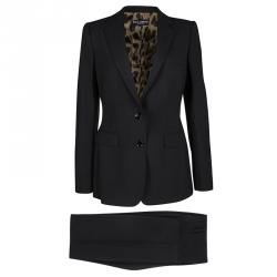 Pre Owned Dolce and Gabbana Black Wool Tailored Pant Suit M