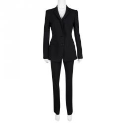 Pre Owned Dolce and Gabbana Black Wool Tailored Pant Suit M