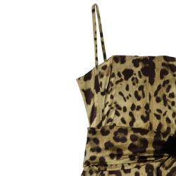 Pre Owned Dolce and Gabbana Silk Leopard Print Gown L