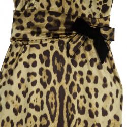 Pre Owned Dolce and Gabbana Silk Leopard Print Gown L