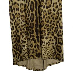 Pre Owned Dolce and Gabbana Silk Leopard Print Gown L